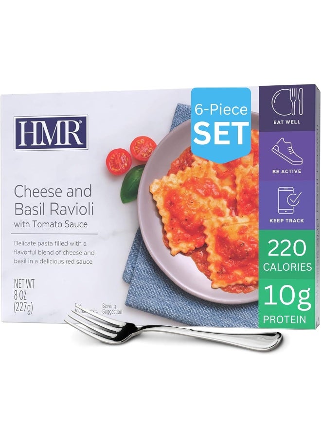 HMR Cheese and Basil Ravioli Entrée | Pre-packaged Lunch or Dinner | Ready to Eat | Vegetarian | 10g of Protein | Low Calorie Food | 8oz Serving per Meal | Pack of 6 - Image 1